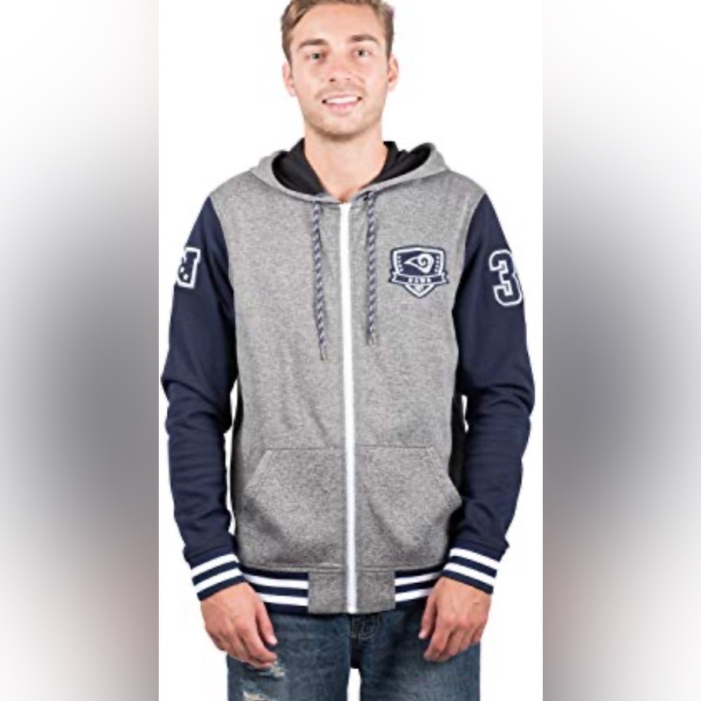 NEW- NFL Team Apparel Men’s Full Zip Soft Fleece Hoodie Letterman Varsity Jacket